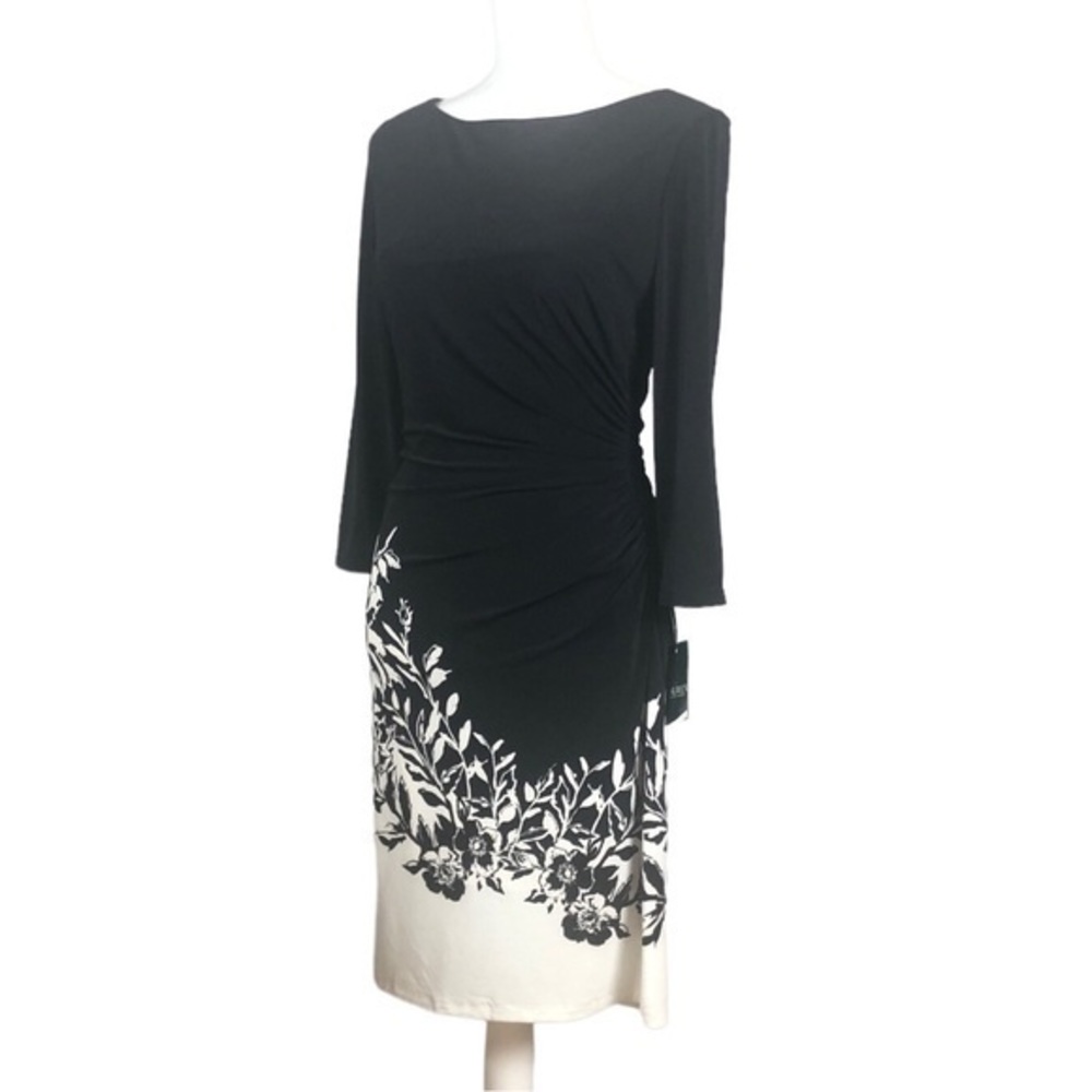 Women’s Lauren Ralph Lauren Black Cocktail Dress‎ White Border Print. - Picture 4 of 7